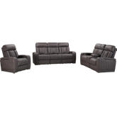Equinox Power Reclining Sofa, Loveseat & Recliner Set in Mercury Dark Grey Fabric