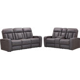 Equinox Power Reclining Sofa & Loveseat Set in Mercury Dark Grey Fabric