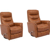 Gemini Manual Swivel Glider Recliner in Butterscotch Brown Top Grain Leather (Set of 2)