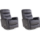 Gemini Manual Swivel Glider Recliner in Capri Charcoal Grey Fabric (Set of 2)