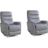 Gemini Manual Swivel Glider Recliner in Capri Charcoal Silver Fabric (Set of 2)