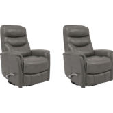 Gemini Manual Swivel Glider Recliner in Ice Grey Top Grain Leather (Set of 2)