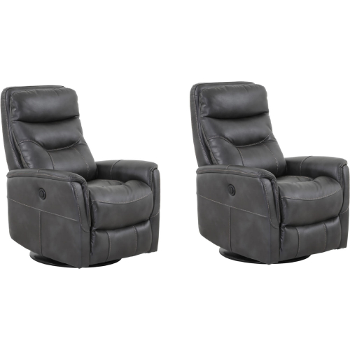 Gemini Power Swivel Glider Recliner in Flint Dark Grey Fabric (Set of 2)