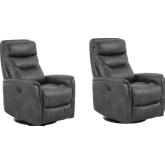 Gemini Power Swivel Glider Recliner in Flint Dark Grey Fabric (Set of 2)