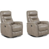 Gemini Power Swivel Glider Recliner in Linen Tan Fabric (Set of 2)