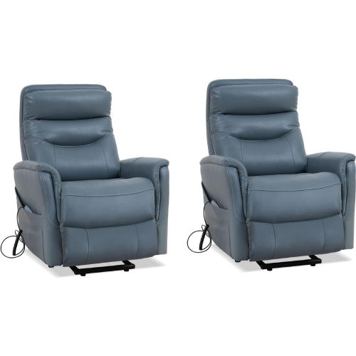 Gemini Power Lift Recliner with Articulating Headrest in Azure Fabric (Set of 2)
