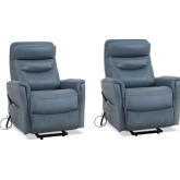 Gemini Power Lift Recliner with Articulating Headrest in Azure Fabric (Set of 2)