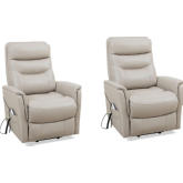 Gemini Power Lift Recliner with Articulating Headrest in Ivory Fabric (Set of 2)