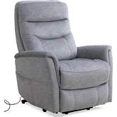 Gemini Power Lift Recliner with Articulating Headrest in Capri Silver Fabric
