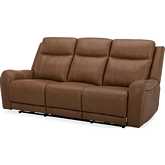 Haywood Power Reclining Sofa in Butternut Brown Leather