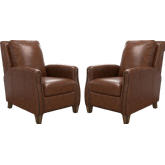 Hunter Manual Recliner in Chestnut Brown Top Grain Leather (Set of 2)
