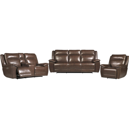 Jameson 3 Piece Power Reclining Zero Gravity Sofa Set in Hickory Dark Brown Leather