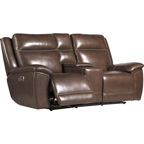 Jameson Power Zero Gravity Console Loveseat in Hickory Dark Brown Leather
