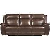 Jameson Power Reclining Zero Gravity Sofa in Hickory Dark Brown Leather