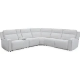 Lancaster 6 Piece Power Recline Sectional Sofa in Fluffy River Rock Cream Fabric