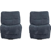 Leo Manual Armless Swivel Glider Layflat Recliner in Midnight Blue Fabric (Set of 2)