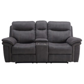 Mason Power Console Loveseat in Charcoal Grey Leatherette
