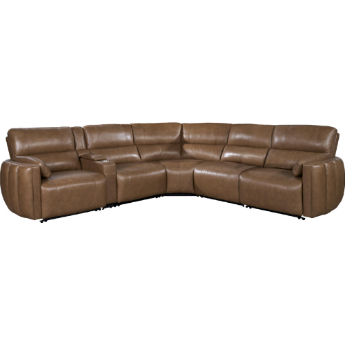 Modesto 6 Piece Power Reclining & Headrest Sectional Sofa in Sable Brown Leather