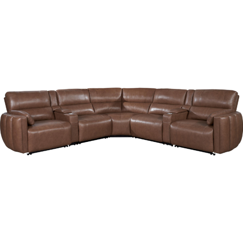 Modesto 7 Piece Power Reclining & Headrest Sectional Sofa in Sable Brown Leather