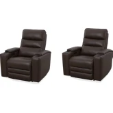 Nexus Power Zero Gravity Recliner in Autumn Umber Brown Top Grain Leather (Set of 2)