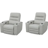 Nexus Power Zero Gravity Recliner in Stone Cream Top Grain Leather (Set of 2)