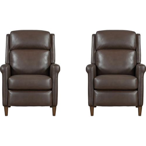 Northfield Manual Recliner in Walnut Whirl Brown Top Grain Leather (Set of 2)