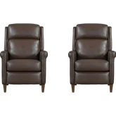 Northfield Manual Recliner in Walnut Whirl Brown Top Grain Leather (Set of 2)