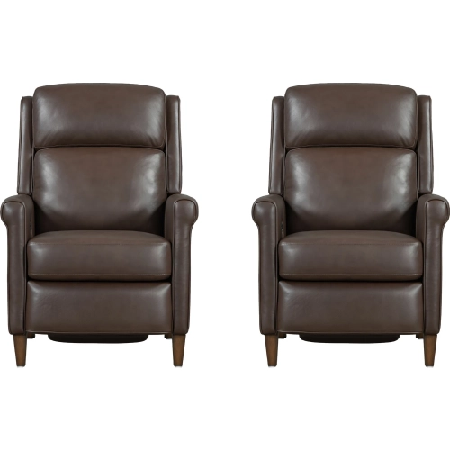 Northfield Cordless Power High Leg Recliner Power by FreeMotion in Walnut Brown Leather (Set of 2)