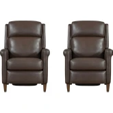 Northfield Cordless Power High Leg Recliner Power by FreeMotion in Walnut Brown Leather (Set of 2)