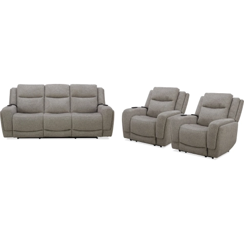 Penfield Power Reclining Sofa and Two Recliners in Frappe Brown Fabric