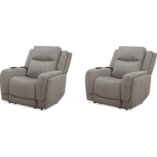 Penfield Power Zero Gravity Recliner with Heat & Massage in Frappe Brown Fabric (Set of 2)