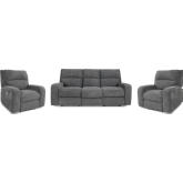 Polaris Power Reclining Sofa & Recliner Set in Bizmark Grey Fabric