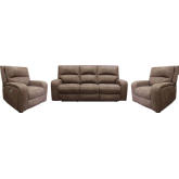 Polaris Power Reclining Sofa & Two Recliners Set in Kahlua Brown Fabric