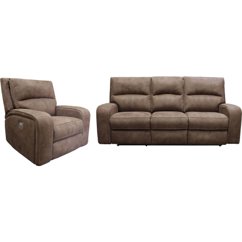 Polaris Power Reclining Sofa & Recliner Set in Kahlua Brown Fabric