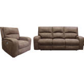 Polaris Power Reclining Sofa & Recliner Set in Kahlua Brown Fabric