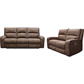 Polaris Power Reclining Sofa & Loveseat Set in Kahlua Brown Fabric