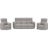 Radius Power Reclining Sofa & Two Recliners Set in Mega Grey Fabric