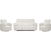 Radius Power Reclining Sofa & Two Recliners Set in Mega Ivory Fabric