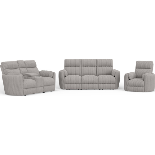 Radius 3 Piece Power Reclining Sofa Set in Mega Grey Fabric