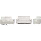 Radius 3 Piece Power Reclining Sofa Set in Mega Ivory Fabric
