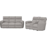 Radius Power Reclining Sofa & Loveseat Set in Mega Grey Fabric