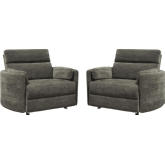 Radius XL Extra Wide Power Glider Recliner in Krypton Brown Fabric (Set of 2)