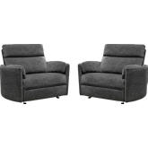 Radius XL Extra Wide Power Glider Recliner in Mediterranean Grey Fabric (Set of 2)