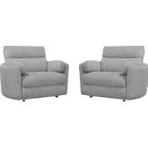 Radius XL Extra Wide Power Glider Recliner in Mega Grey Fabric (Set of 2)