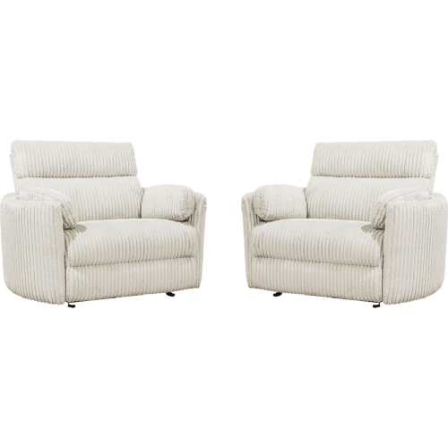 Radius XL Extra Wide Power Glider Recliner in Ivory Off White Fabric (Set of 2)