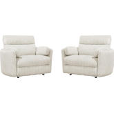 Radius XL Extra Wide Power Glider Recliner in Ivory Off White Fabric (Set of 2)