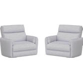 Radius XL Extra Wide Power Glider Recliner in Mineral Light Grey Fabric (Set of 2)