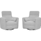 Radius Manual Swivel Recliner in Angora Linen Natural Fabric (Set of 2)