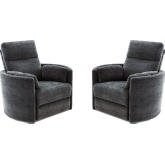 Radius Power Swivel Glider Recliner in Mediterranean Dark Grey Fabric (Set of 2)