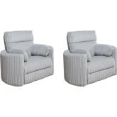 Radius Power Swivel Glider Recliner in Mega Grey Fabric (Set of 2)